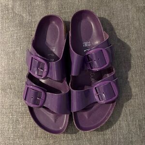 Birkenstock Purple Patent Big Buckle Sandals, Sz 39